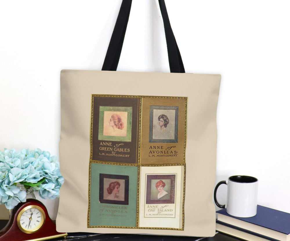Anne of Green Gables tote bag with four vintage series covers including Anne of Avonlea and Anne of the Island