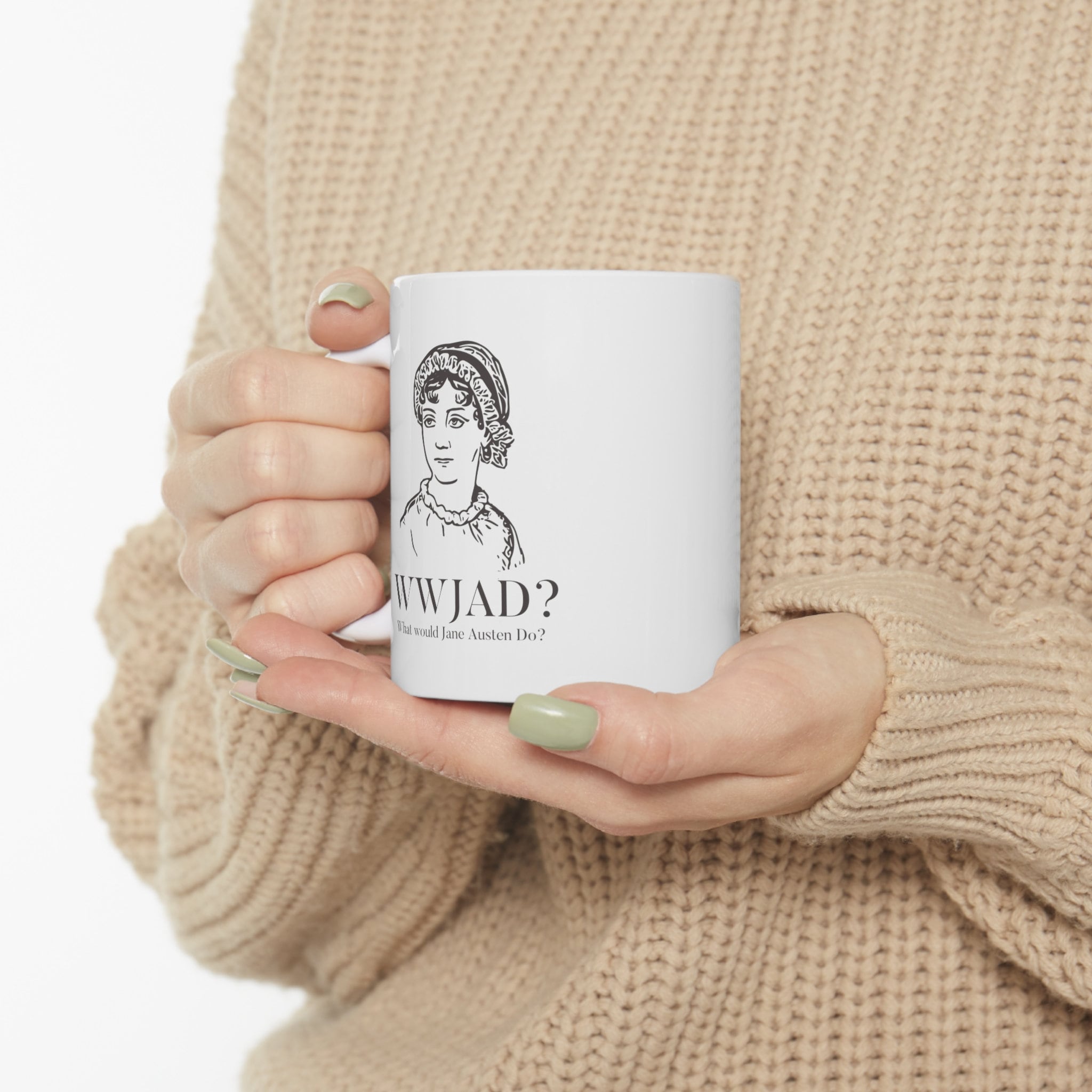 Funny Jane Austen Mug, 11 oz & 15 oz White Ceramic Cup, Jane Austen Gifts, Romance Reader Gift, Pride Prejudice Bookish Cup, Library Mug