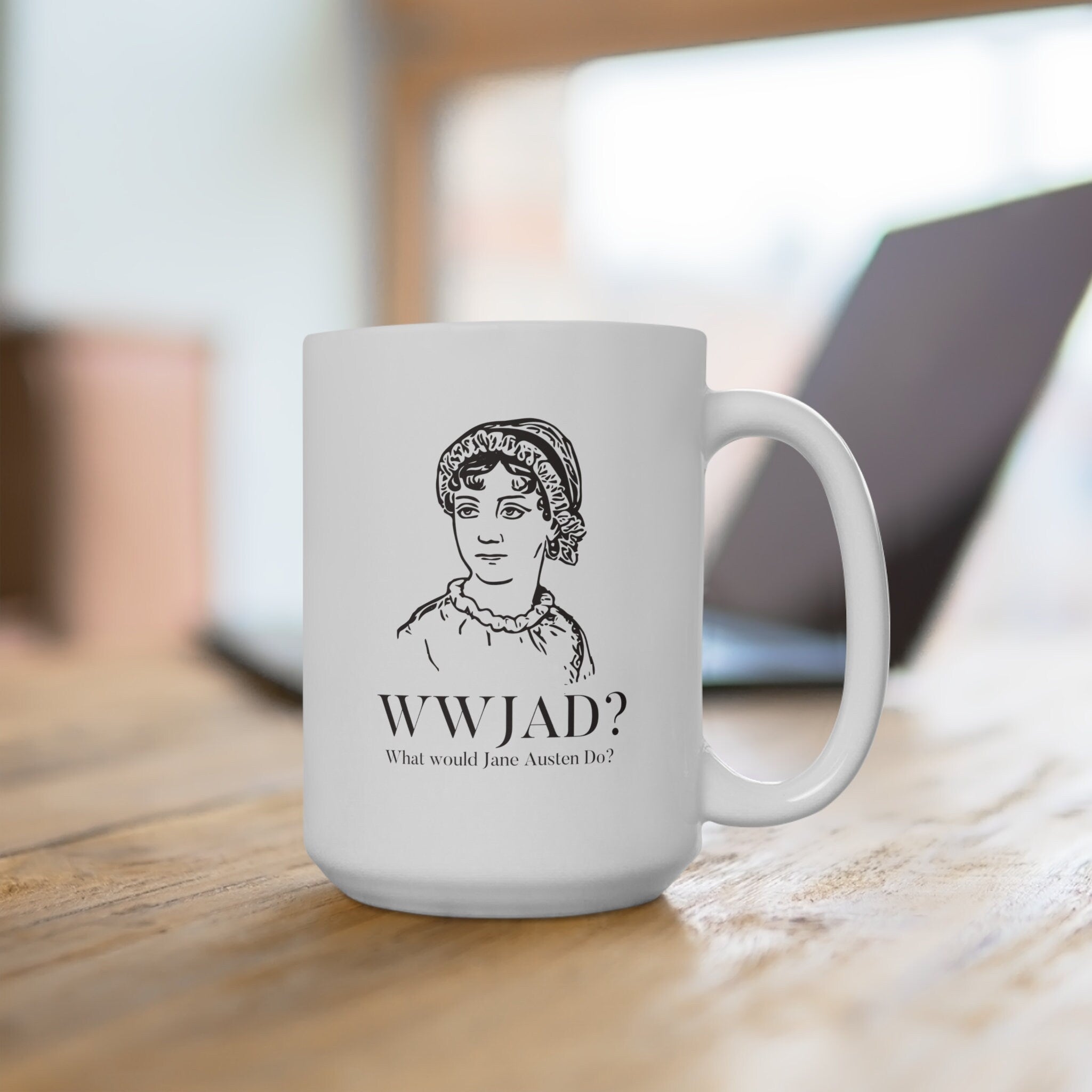 Funny Jane Austen Mug, 11 oz & 15 oz White Ceramic Cup, Jane Austen Gifts, Romance Reader Gift, Pride Prejudice Bookish Cup, Library Mug