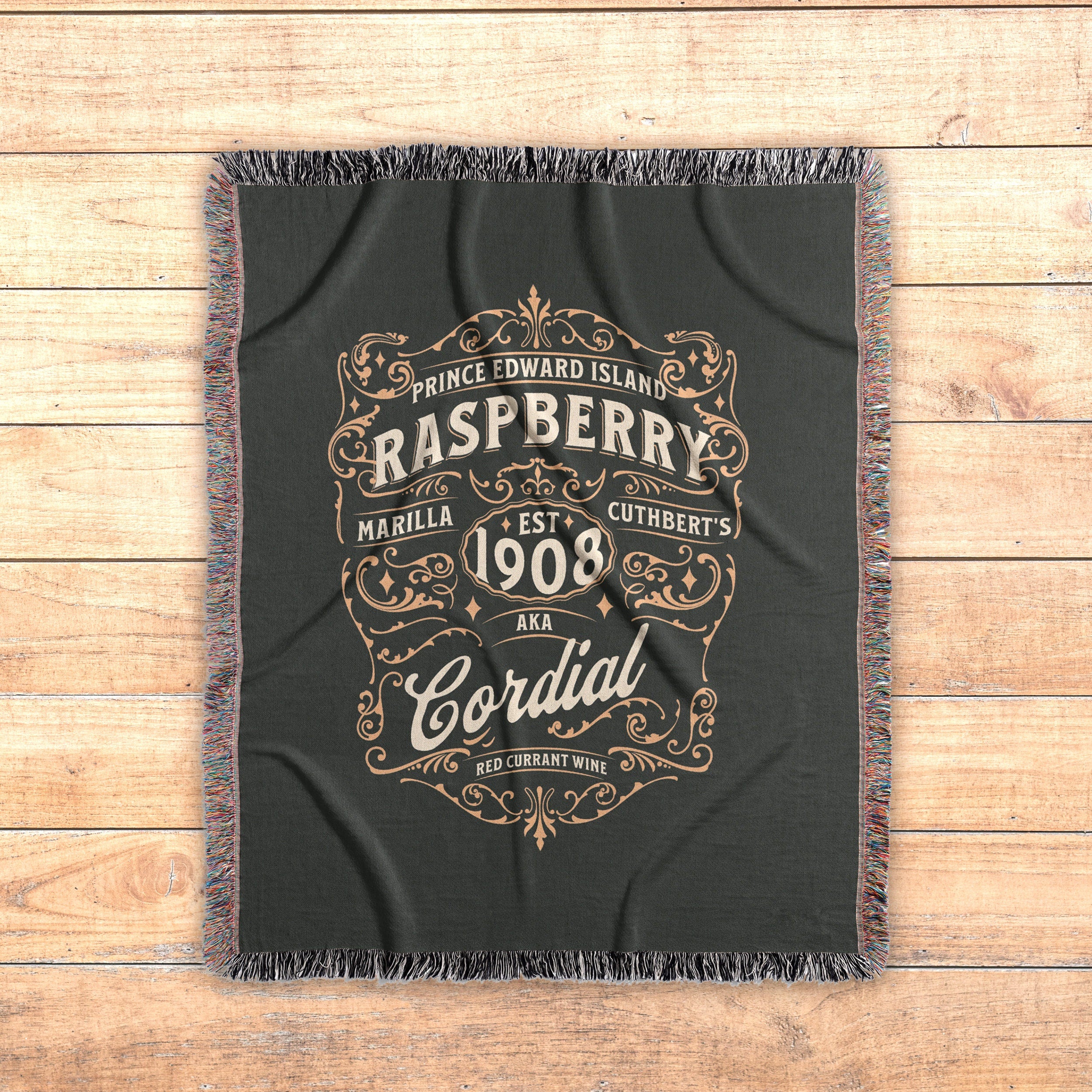 Anne of Green Gables Woven Throw Blanket, L.M. Montgomery Book Lover Reading Blanket, Raspberry Cordial Kindred Spirits Best Friend Gift