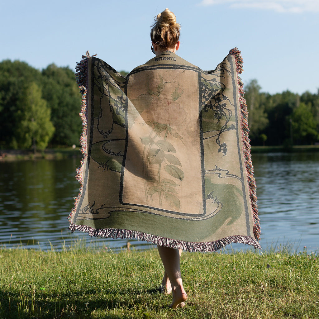 Jane Eyre Book Blanket, Vintage Book Cover Woven Reading Blanket, Charlotte Bronte Throw Blanket Wall Tapestry 100% Cotton