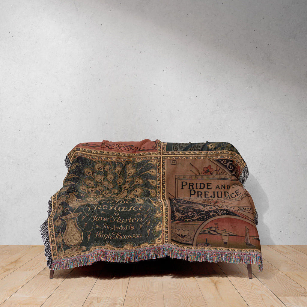 Reading Blanket for Bibliophile Bookworms Book Lover, English Teacher Professor Librarian Gift, Jane Austen Pride Prejudice Literary Gift