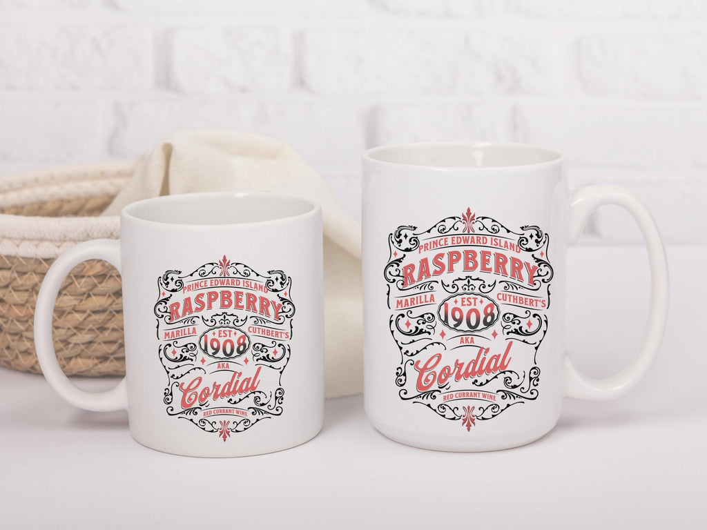 Anne of Green Gables Mug 11 oz & 15 oz, Kindred Spirits Gift, Marilla Cuthbert Raspberry Cordial Coffee Mug, Book Lover Christmas gift