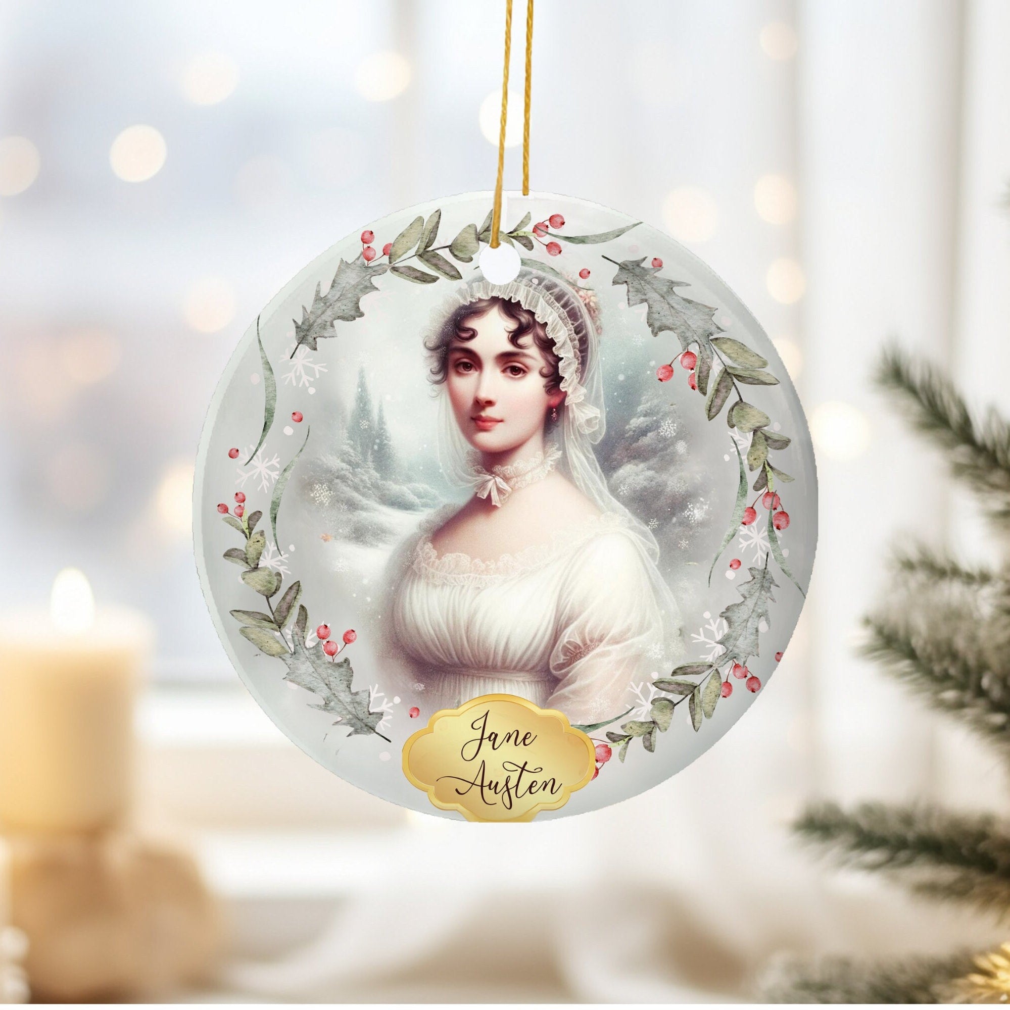 Jane Austen Gifts Book Ceramic Ornament, Pride and Prejudice Ornament, Book Club Ornament, Jane Austen Quote Bookish Present