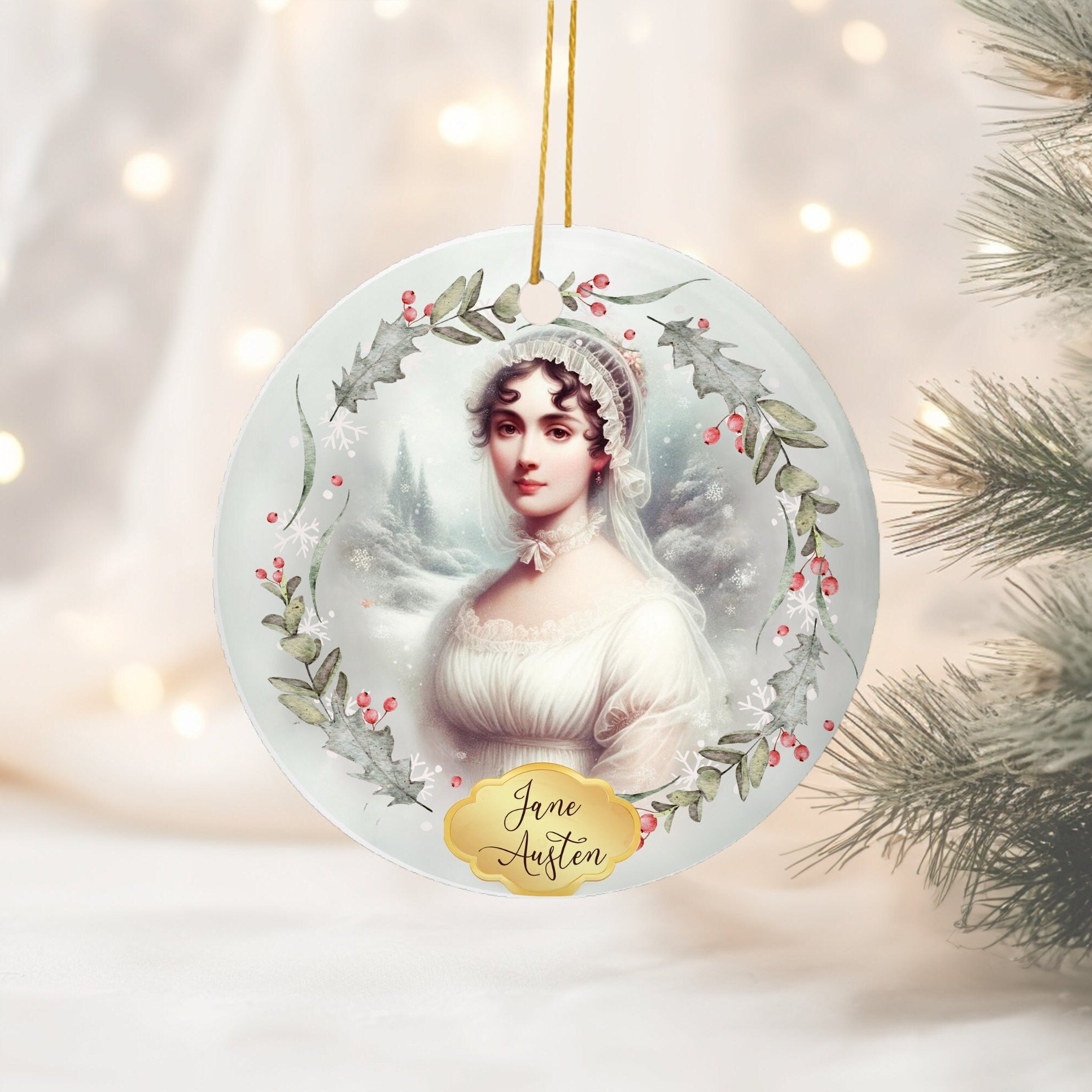 Jane Austen Gifts Book Ceramic Ornament, Pride and Prejudice Ornament, Book Club Ornament, Jane Austen Quote Bookish Present