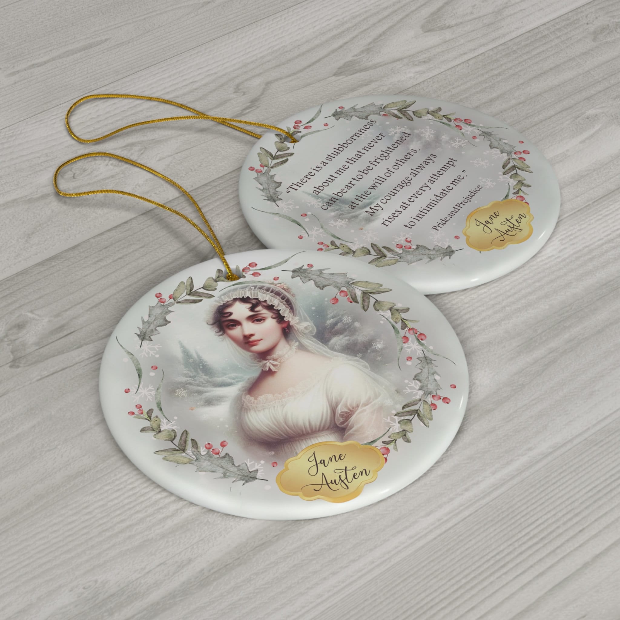 Jane Austen Gifts Book Ceramic Ornament, Pride and Prejudice Ornament, Book Club Ornament, Jane Austen Quote Bookish Present