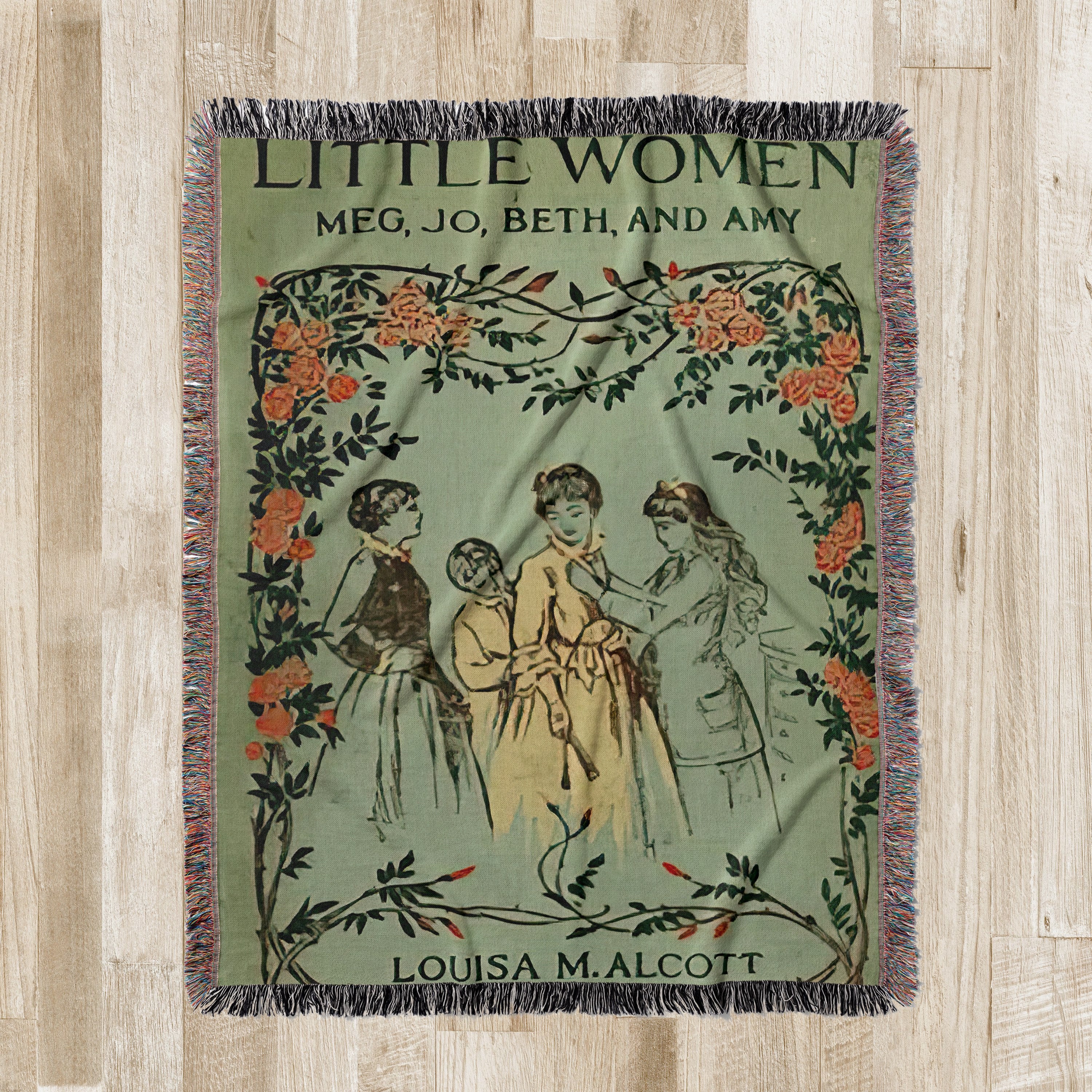 Little Women Blanket Woven Throw, Vintage Book Covers Blanket, Louisa May Alcott Literature Blanket, Reading Blanket Gift, March Sisters