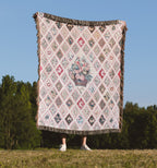 Jane Austen Blanket Inspired by Original Quilt Design, Pride and Prejudice Blanket, Coquette Vintage Woven Throw Blanket, Jane Austen Gifts