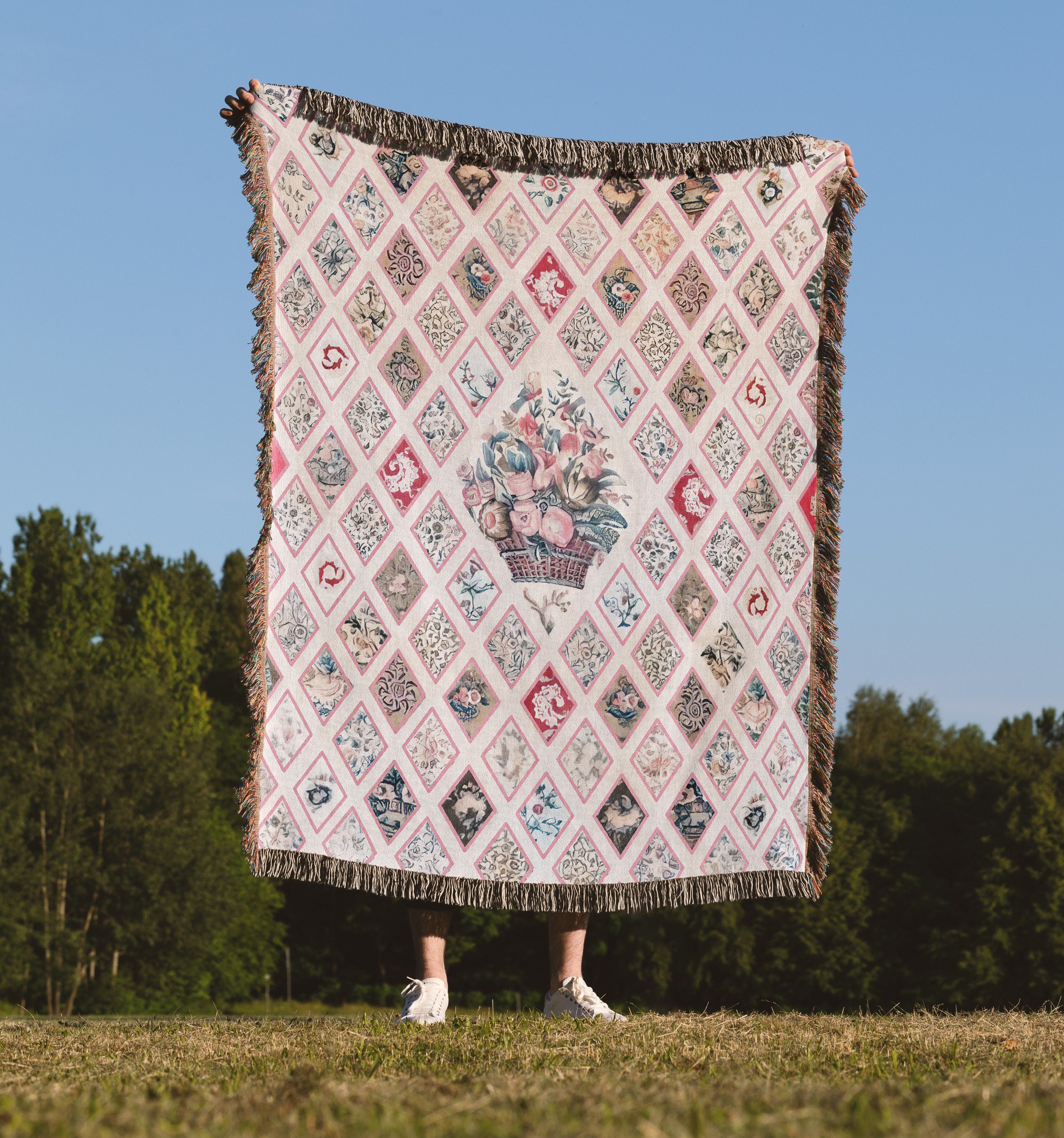 Jane Austen Blanket Inspired by Original Quilt Design, Pride and Prejudice Blanket, Coquette Vintage Woven Throw Blanket, Jane Austen Gifts