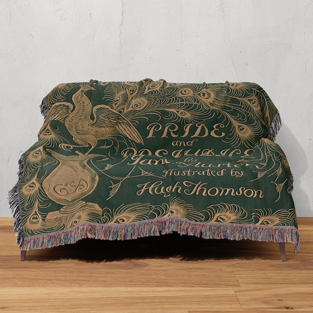 Jane Austen Pride & Prejudice Blanket, Woven Reading Blanket for Bibliophile Bookworms Book Lover, English Teacher Professor Librarian Gift