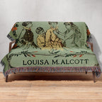 Little Women Blanket Woven Throw, Vintage Style Nursery Book Covers Blanket, Louisa May Alcott Literature Blanket, Reading Blanket Gift