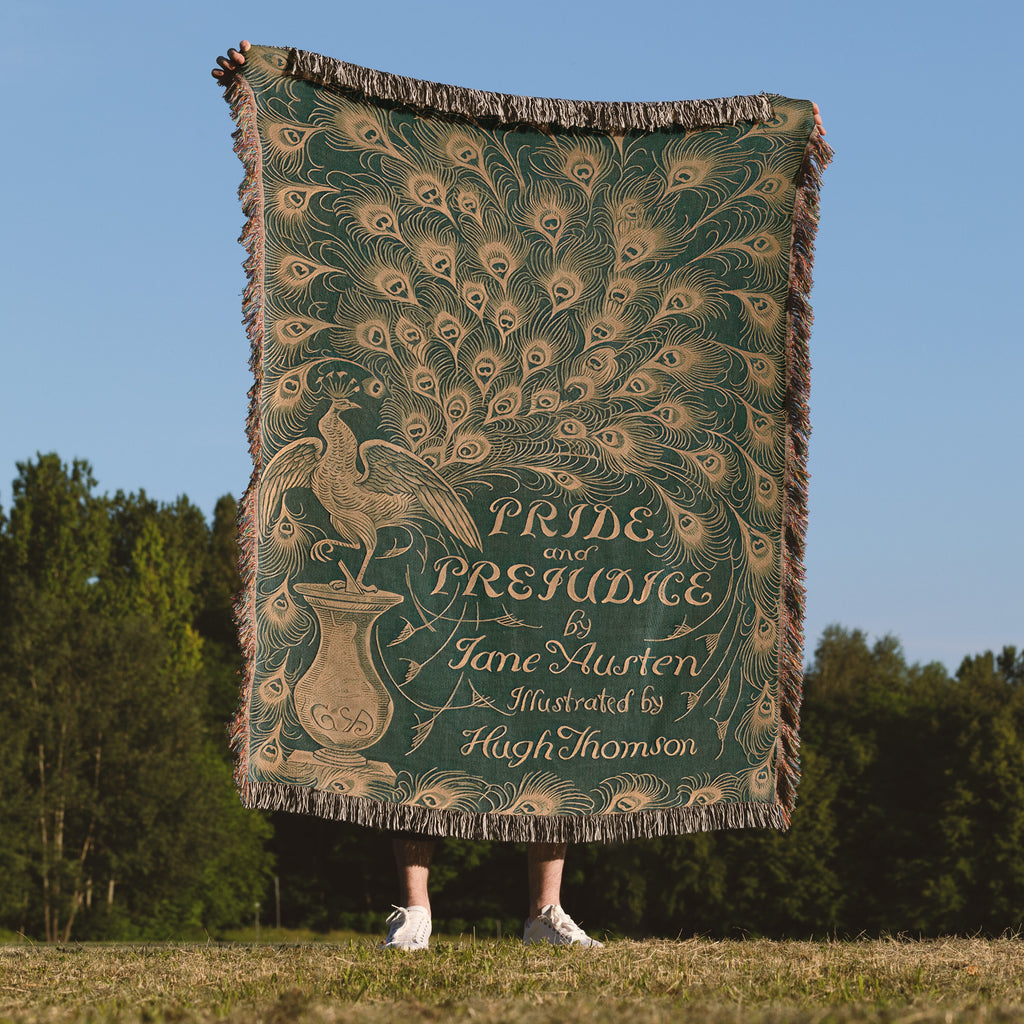 Jane Austen Pride & Prejudice Blanket, Woven Reading Blanket for Bibliophile Bookworms Book Lover, English Teacher Professor Librarian Gift