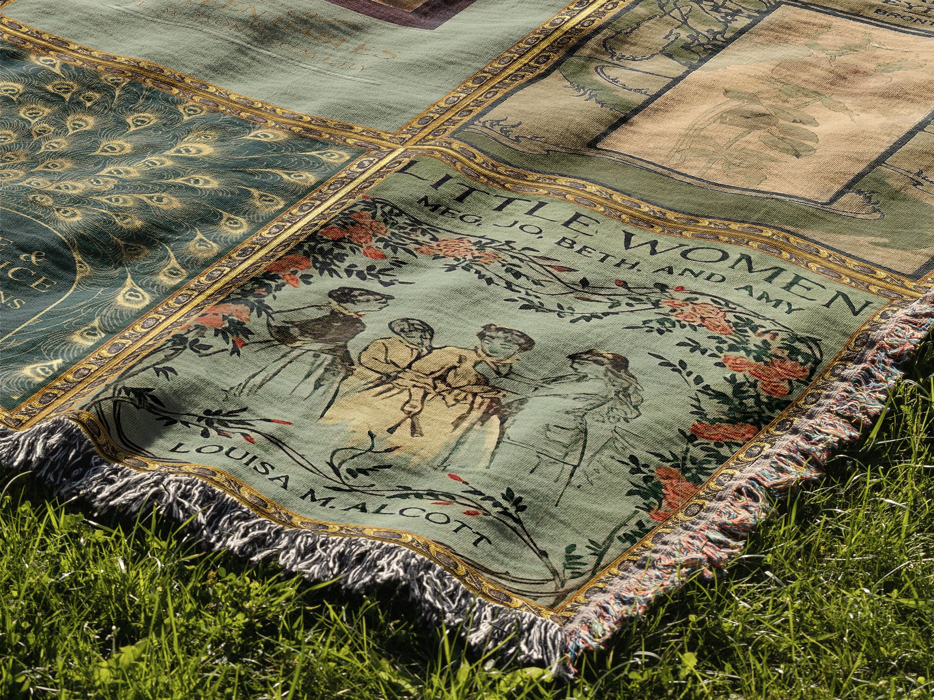 Literary Classics Woven Throw Blanket - Jane Eyre, Little Women, Pride & Prejudice - Book Lover Gift