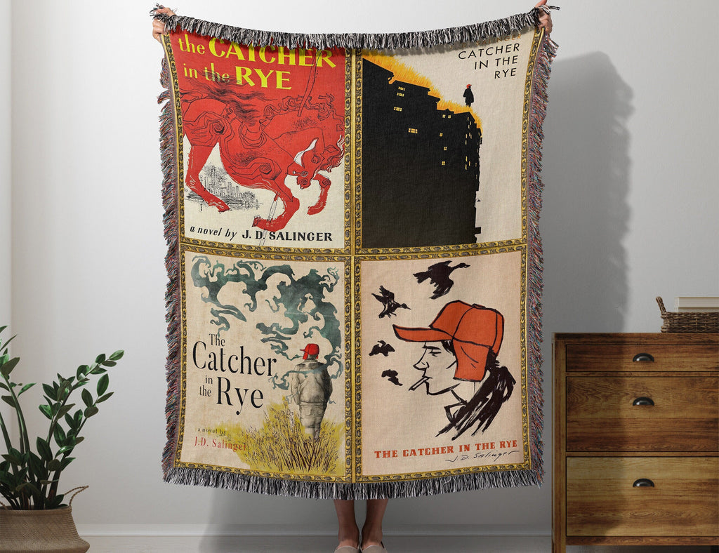 Reading Blanket for Bibliophile Bookworms Book Lover, English Teacher Professor Librarian Gift, Catcher in the Rye JD Salinger Literary Gift
