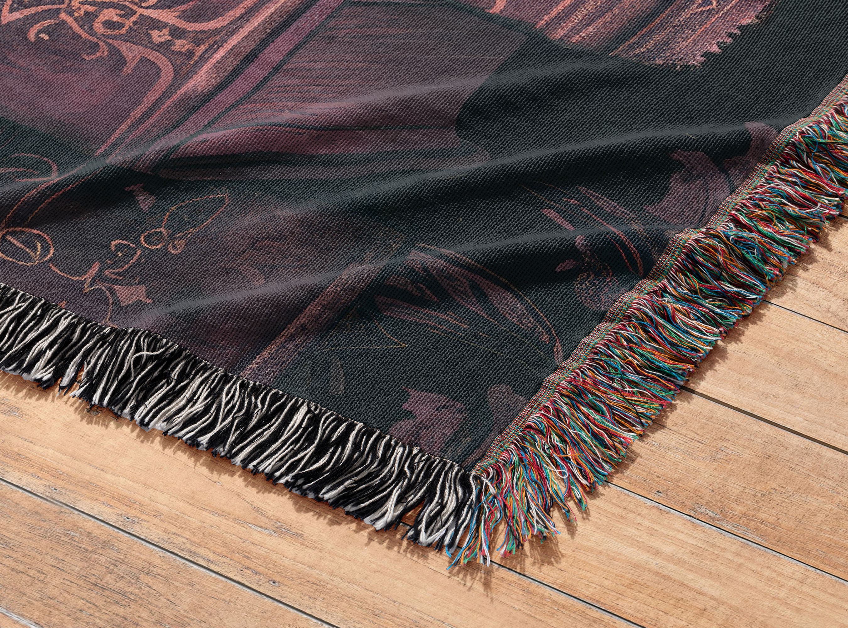 Pastel Bat Tapestry Woven Blanket, Gifts for Goths, Pink Mauve Gothic Dark Academia Wall Hanging, Dark Cottagecore Mystic Books Bat Blanket