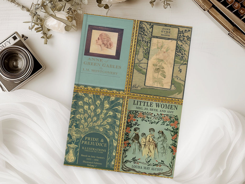 Vintage Book Covers Hardcover Journal With Lined Pages Size A5  5.75"x8", Jane Austen Notebook, Book Lover Gift, Vintage Style Diary