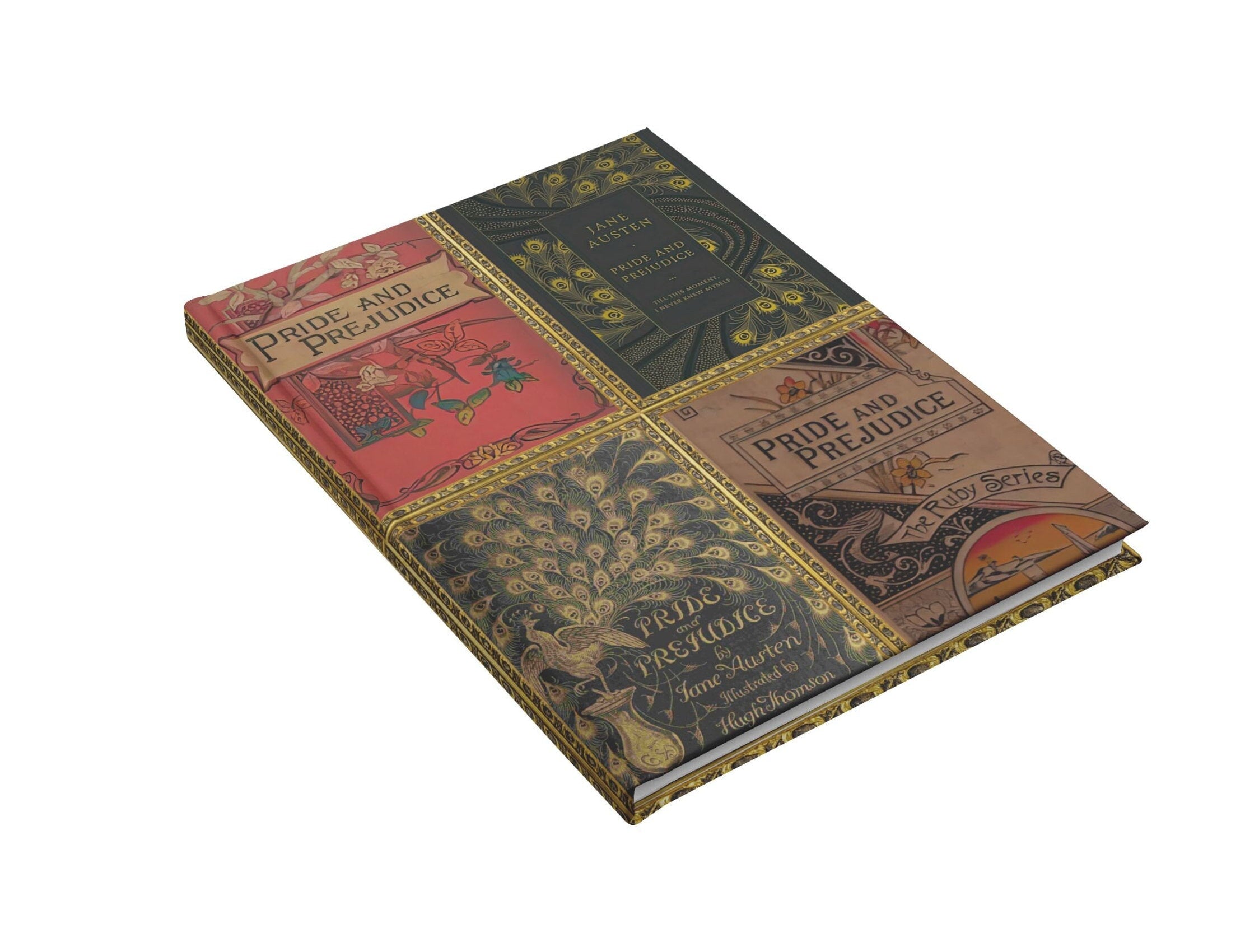Pride and Prejudice Hardcover Notebook Size A5  5.75"x8", Jane Austen Vintage Book Covers Journal, Book Lover Gift, Vintage Style Diary
