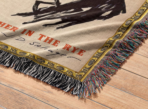 Reading Blanket for Bibliophile Bookworms Book Lover, English Teacher Professor Librarian Gift, Catcher in the Rye JD Salinger Literary Gift