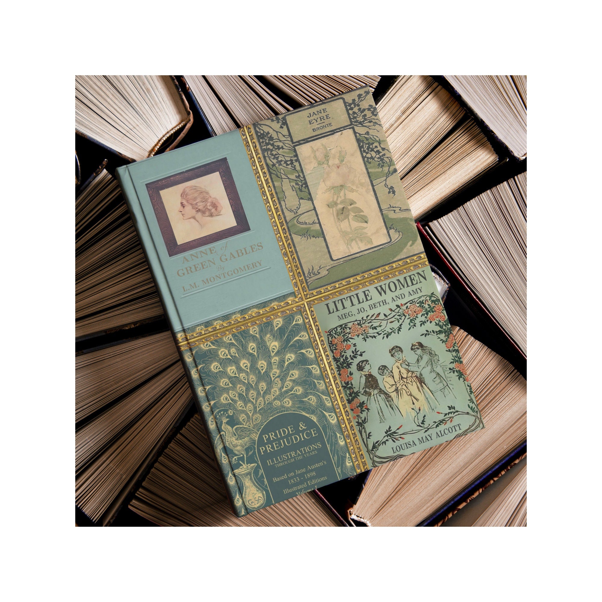 Vintage Book Covers Hardcover Journal With Lined Pages Size A5  5.75"x8", Jane Austen Notebook, Book Lover Gift, Vintage Style Diary