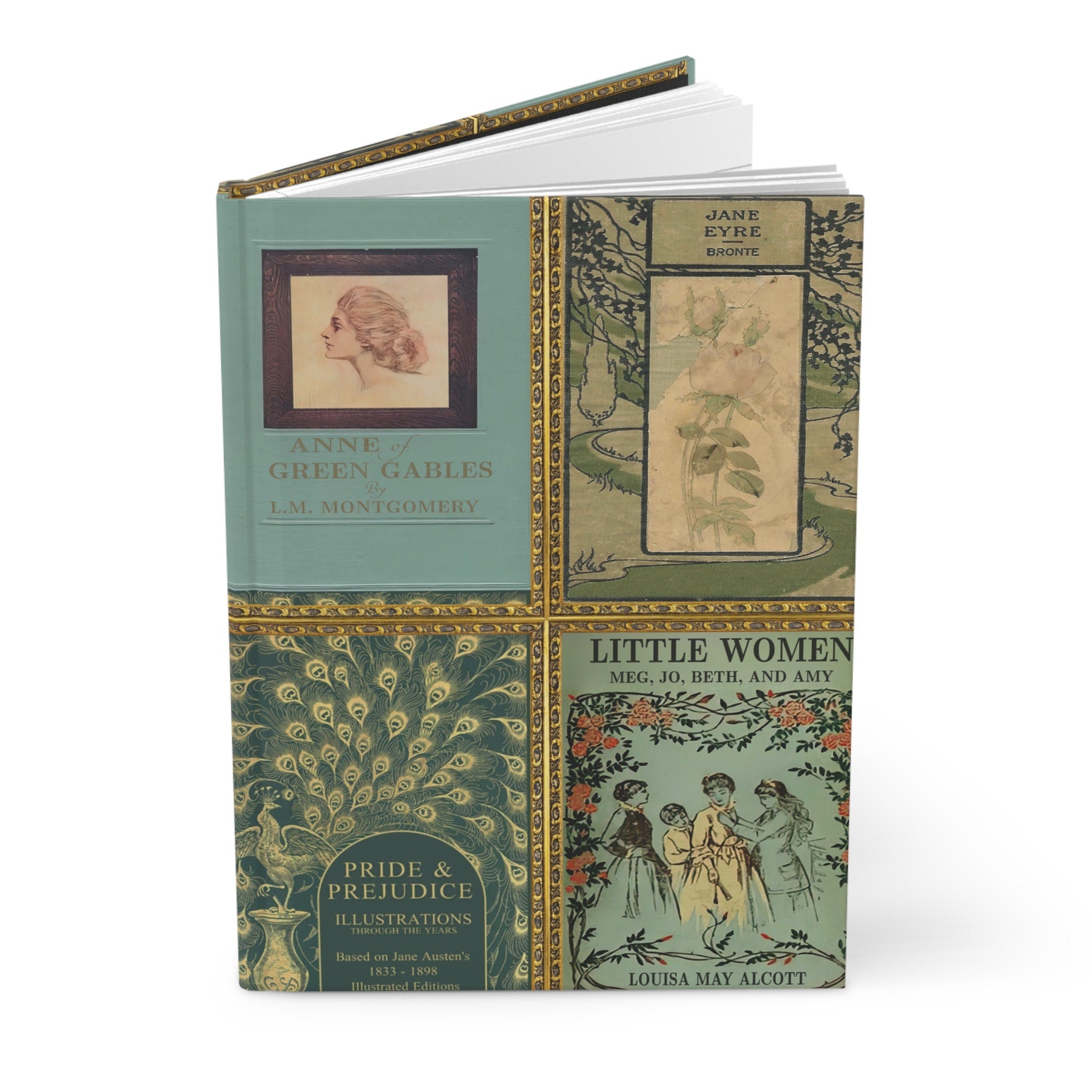 Vintage Book Covers Hardcover Journal With Lined Pages Size A5  5.75"x8", Jane Austen Notebook, Book Lover Gift, Vintage Style Diary