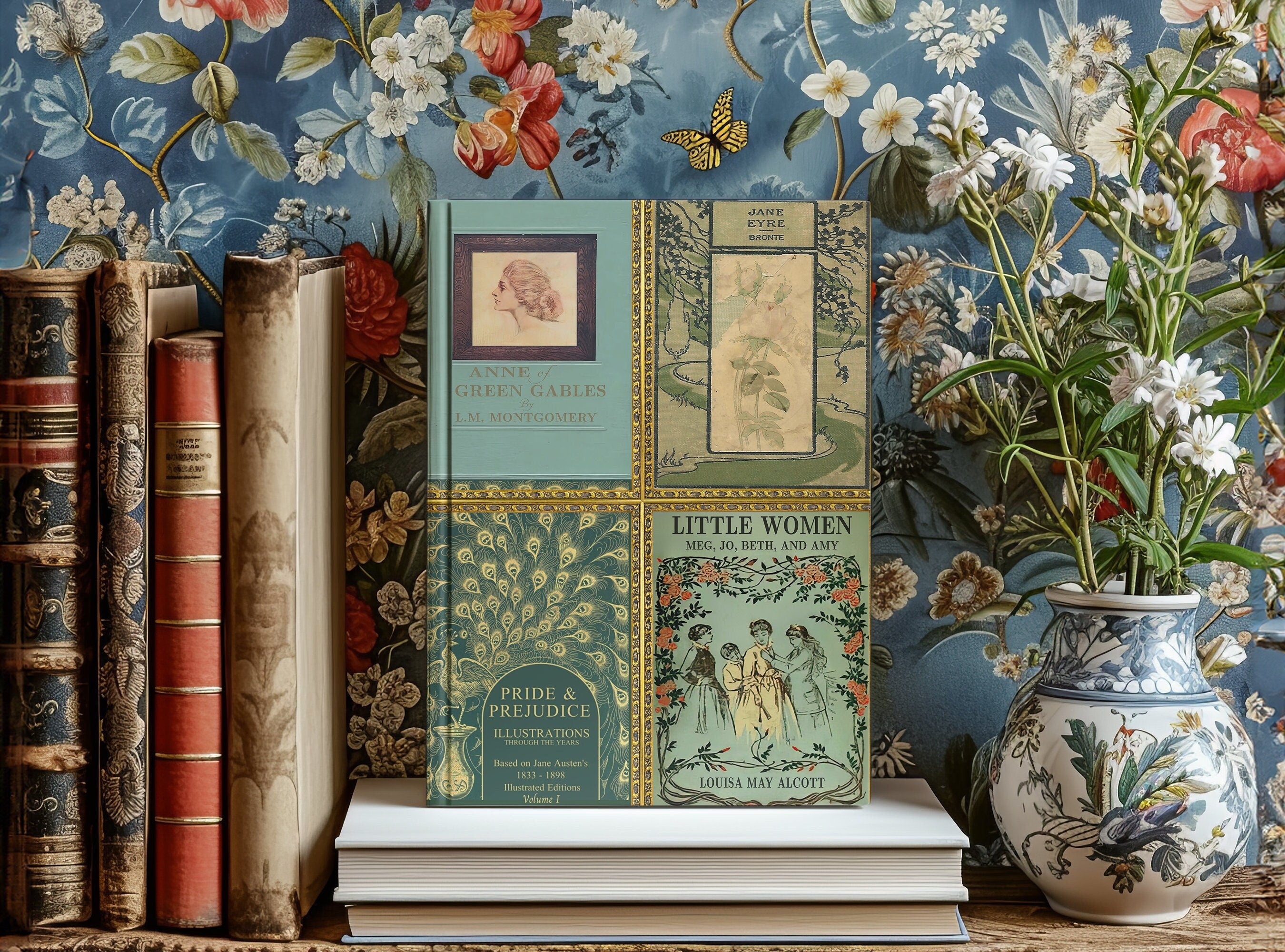 Vintage Book Covers Hardcover Journal With Lined Pages Size A5  5.75"x8", Jane Austen Notebook, Book Lover Gift, Vintage Style Diary