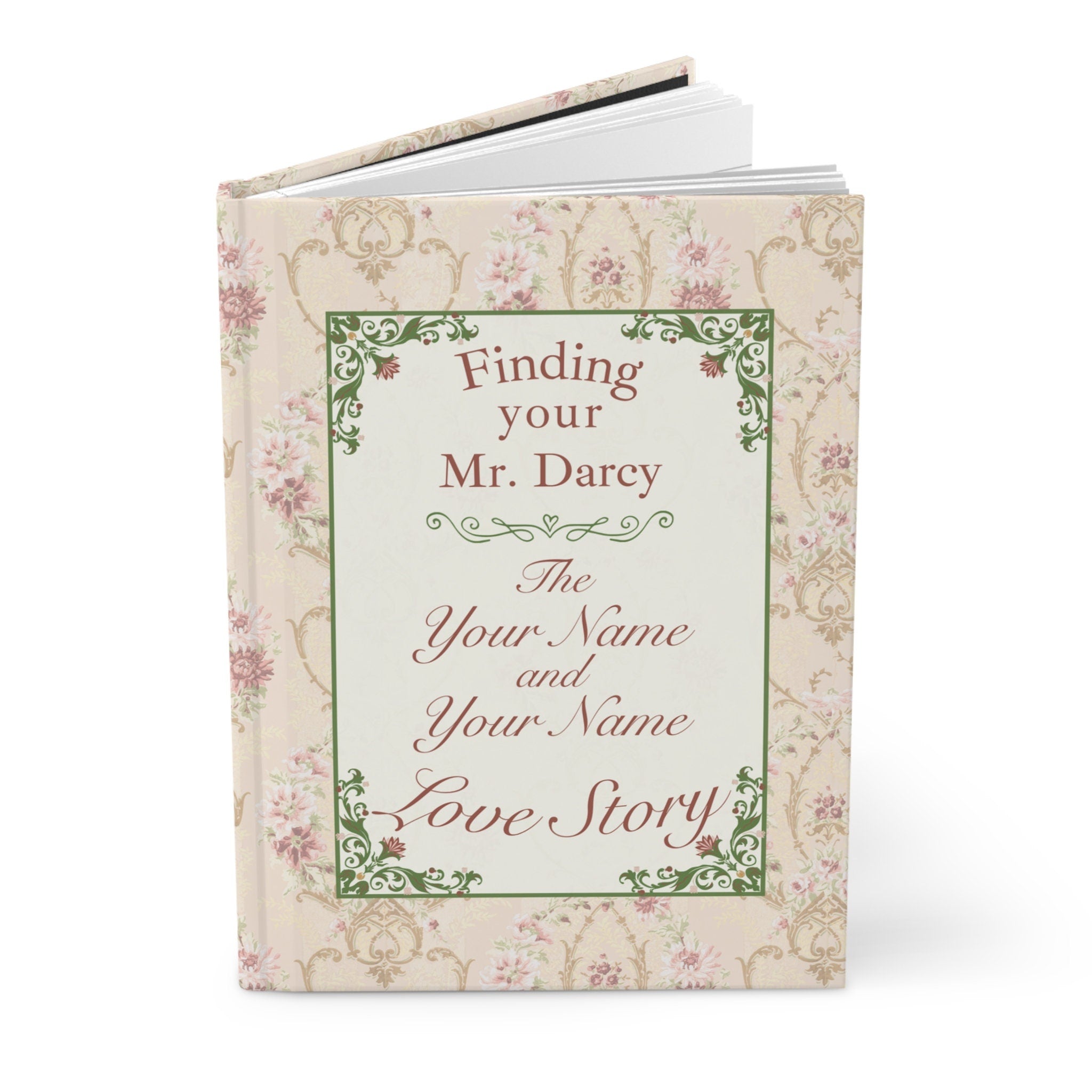 Personalized Pride and Prejudice Hardcover Notebook, Custom Mr. Darcy Love Story Journal, Gift for Newly Engaged Couple, Vintage Style Diary