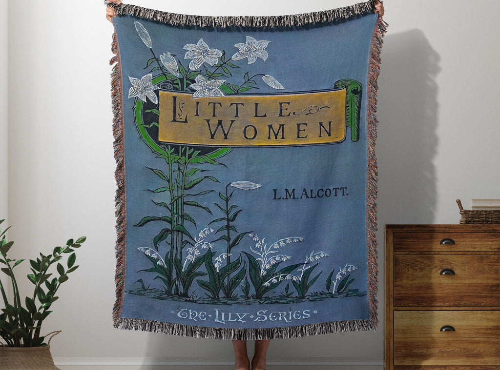 Little Women Blanket Woven Throw, Vintage Book Covers Blanket, Louisa May Alcott Lily Series Book Nook Blanket, Gift for Book Lover
