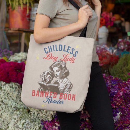Childless Dog Lady & Read Banned Books Tote for Election 2024, Feminist Womens Rights Bag, Vote for First Madam President Tote Bag,