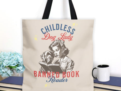 Childless Dog Lady & Read Banned Books Tote for Election 2024, Feminist Womens Rights Bag, Vote for First Madam President Tote Bag,