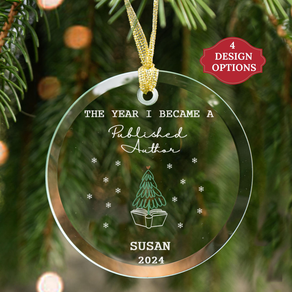 Personalized Published Author Ornament 2025 , Custom Glass Keepsake for New Authors with Name & Year, GIft for New Author