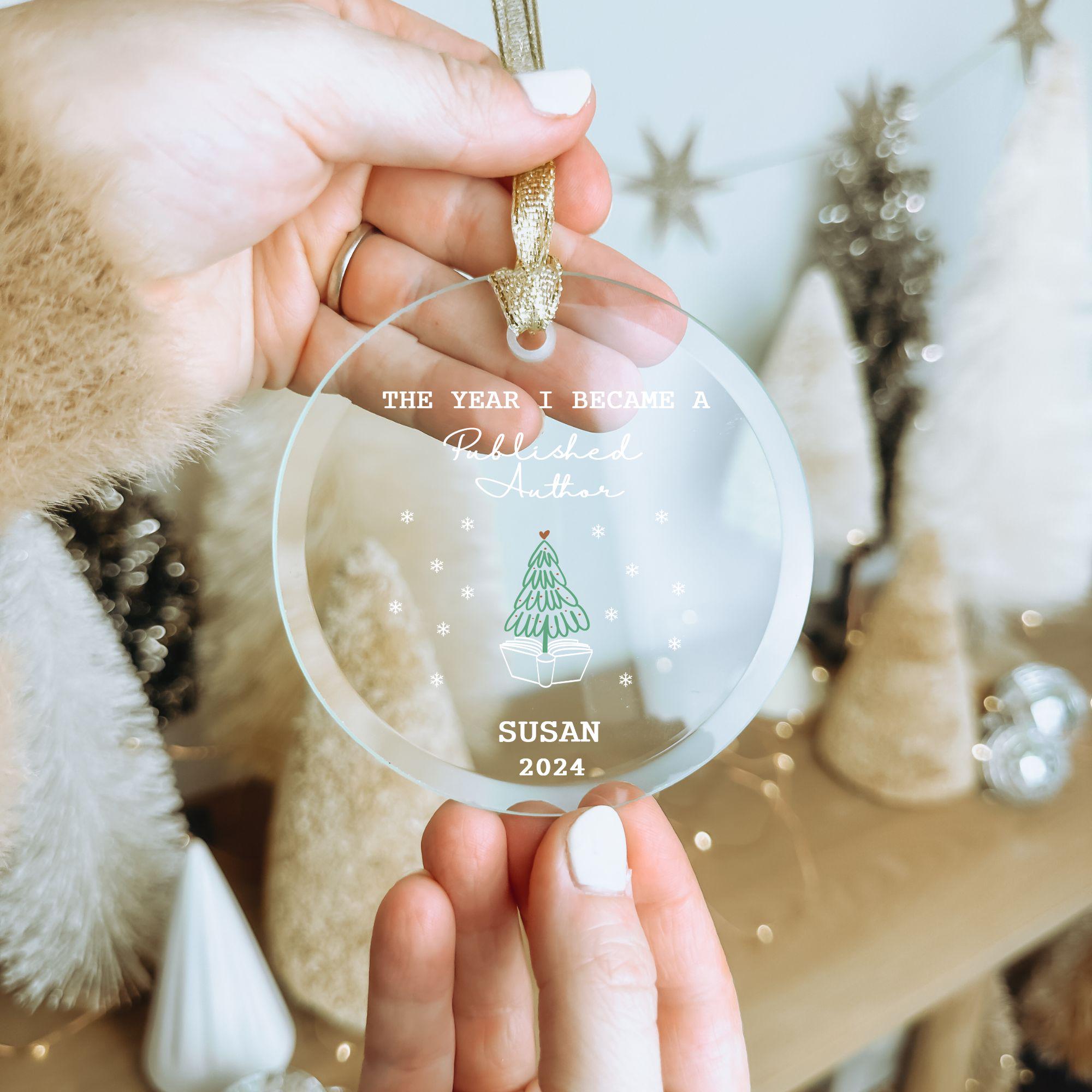 Personalized Published Author Ornament 2025 , Custom Glass Keepsake for New Authors with Name & Year, GIft for New Author