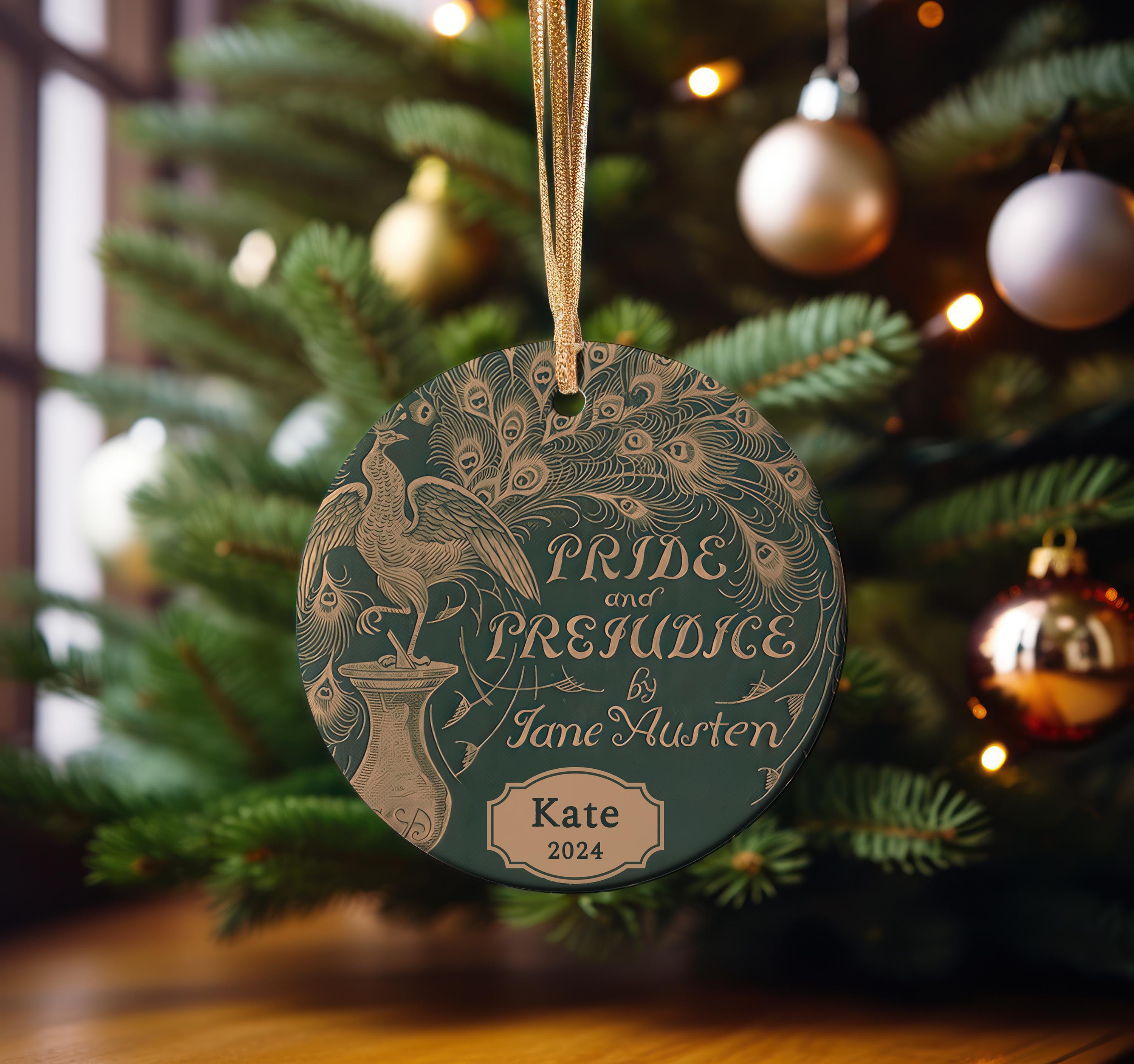 Personalized Jane Austen Pride & Prejudice Ornament 2025 Ceramic, Custom Jane Austen Gift Quote Ornament, Elizabeth Bennet Christmas Gift