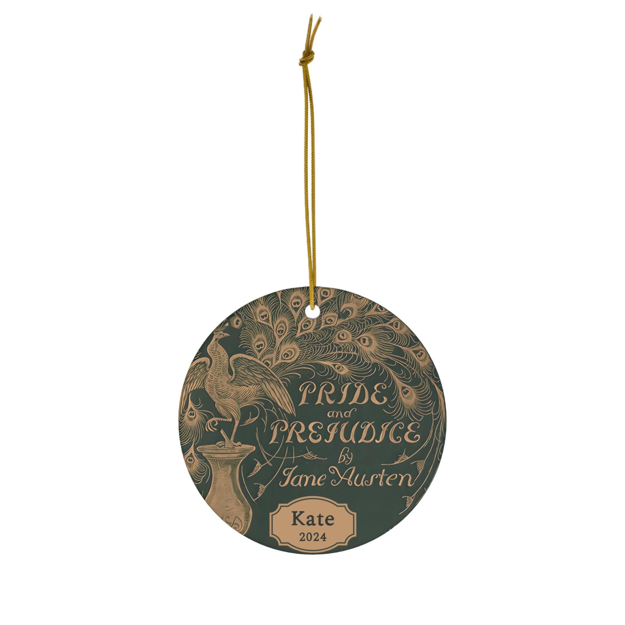 Personalized Jane Austen Pride & Prejudice Ornament 2025 Ceramic, Custom Jane Austen Gift Quote Ornament, Elizabeth Bennet Christmas Gift