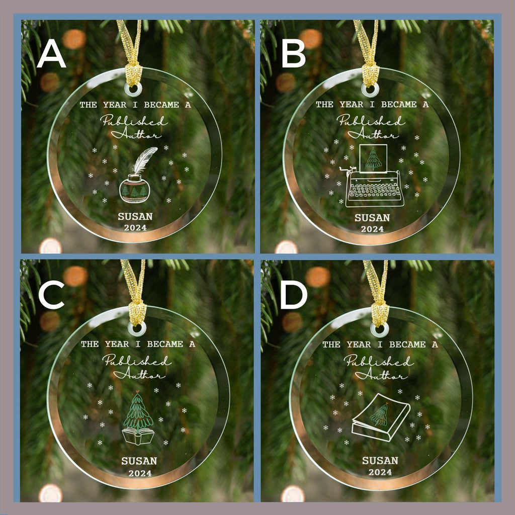 Personalized Published Author Ornament 2025 , Custom Glass Keepsake for New Authors with Name & Year, GIft for New Author
