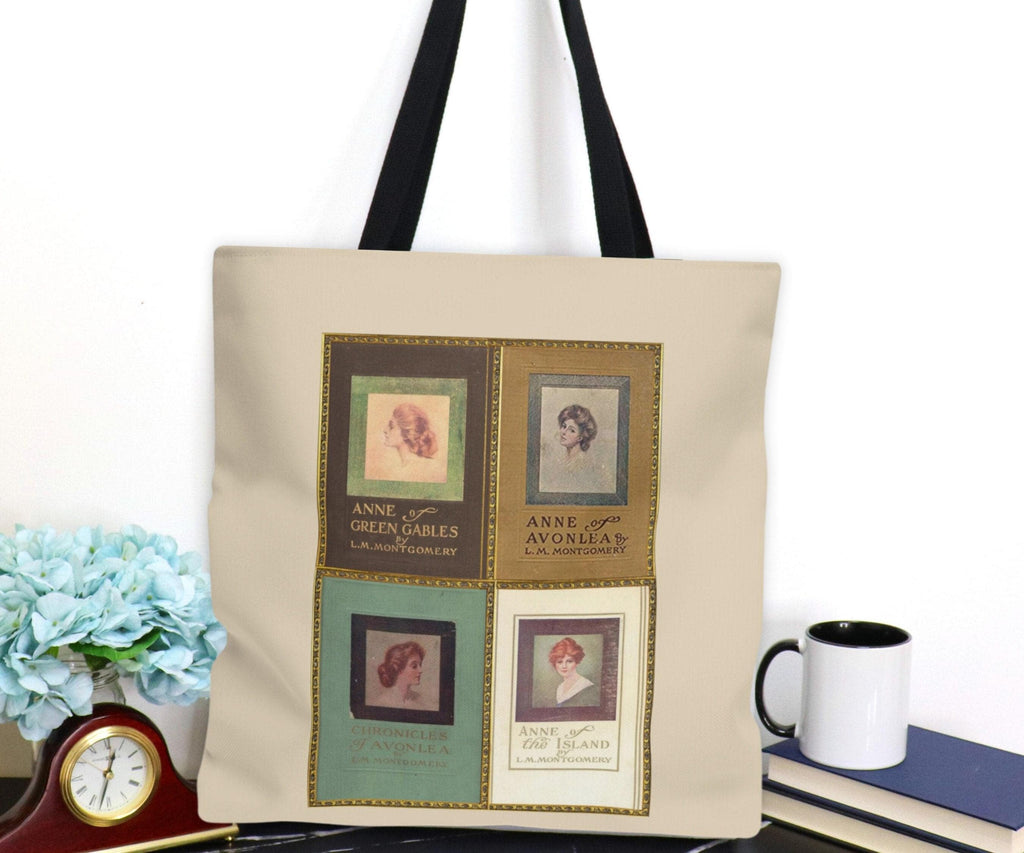 Anne of Green Gables L.M. Montgomery Book Merch Tote Bag With Vintage Book Covers, Anne of Avonlea Sturdy Library Bag, Literary Tote Bag