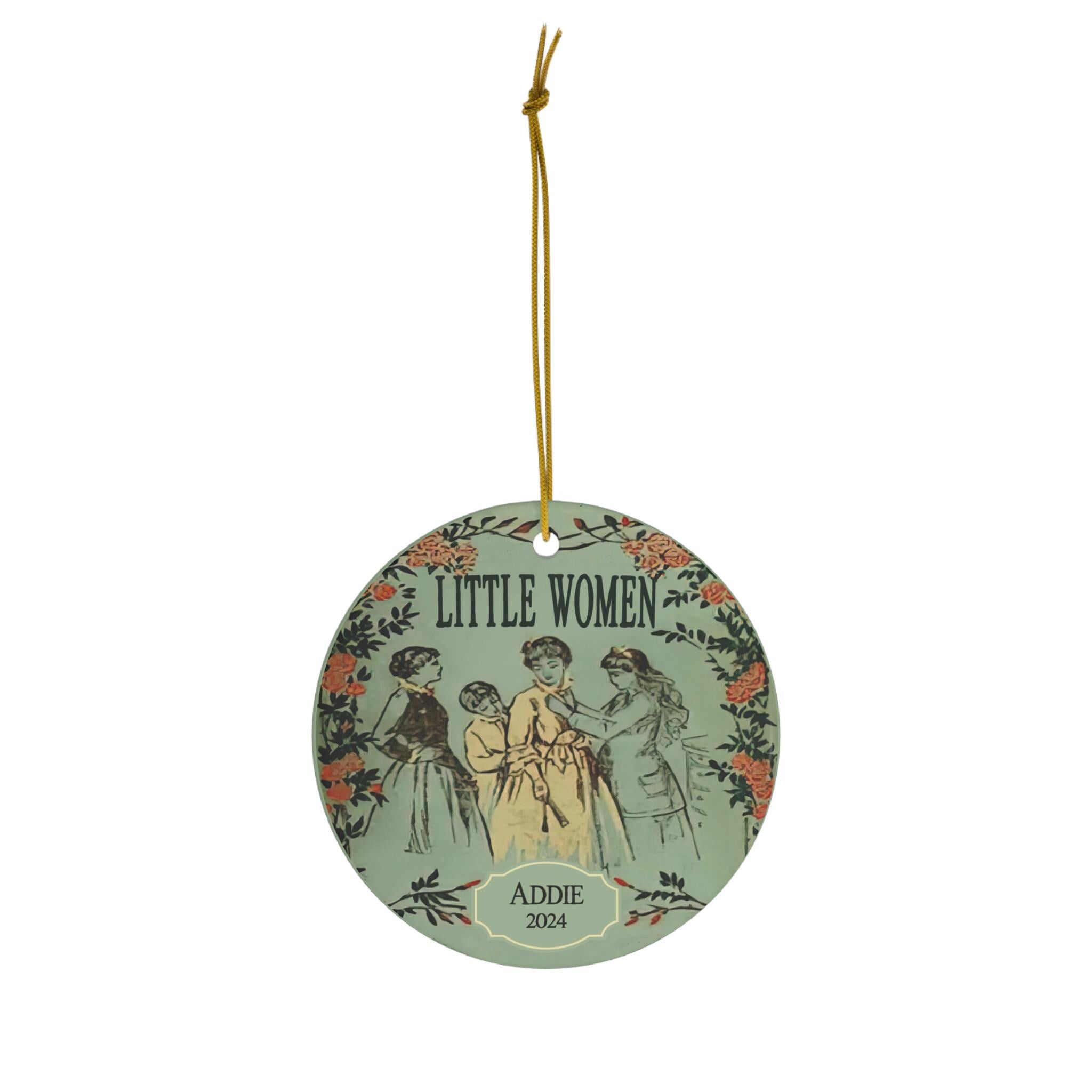 Personalized Little Women Ceramic Ornament Featuring Louisa May Alcott Quote About Courage for Christmas 2025