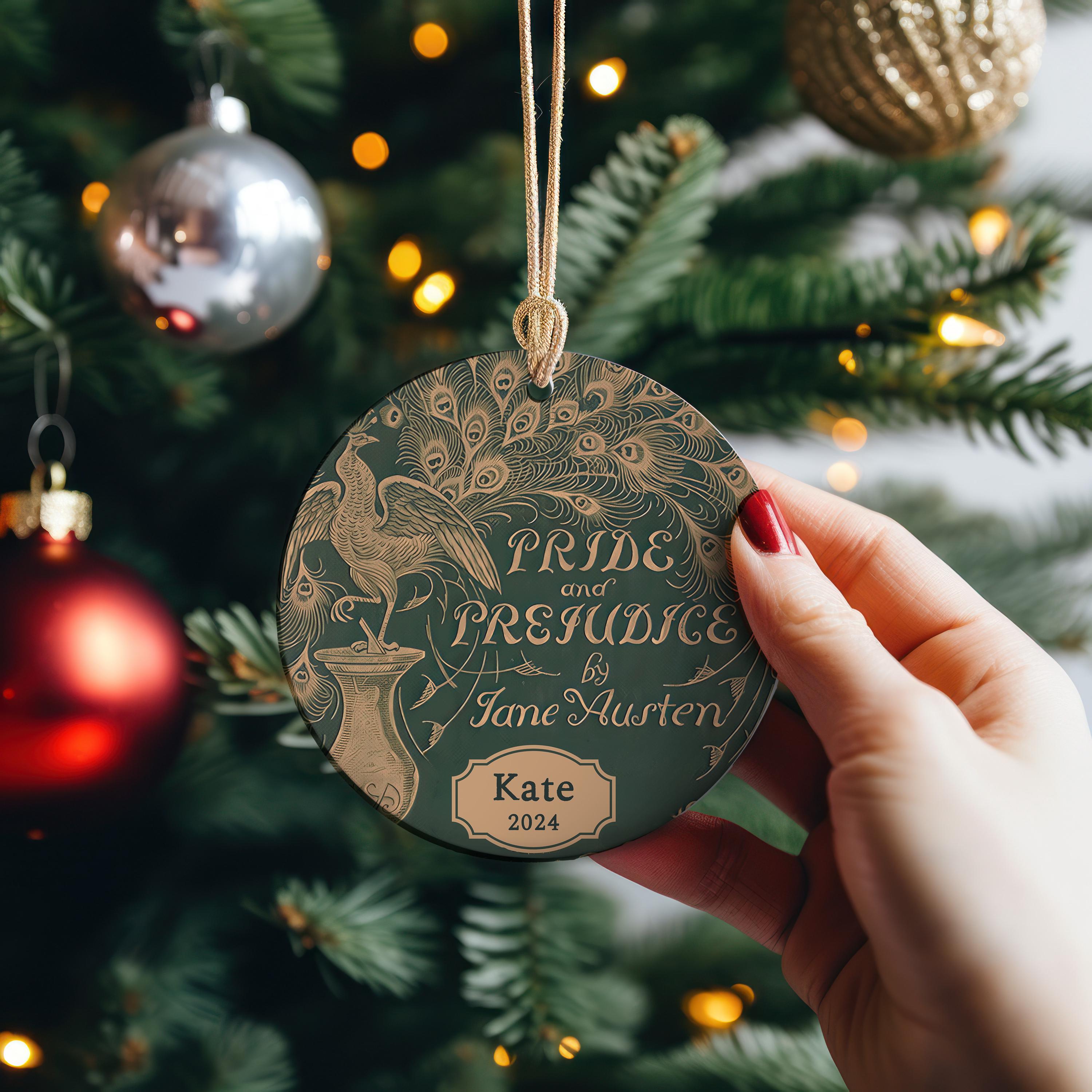 Personalized Jane Austen Pride & Prejudice Ornament 2025 Ceramic, Custom Jane Austen Gift Quote Ornament, Elizabeth Bennet Christmas Gift