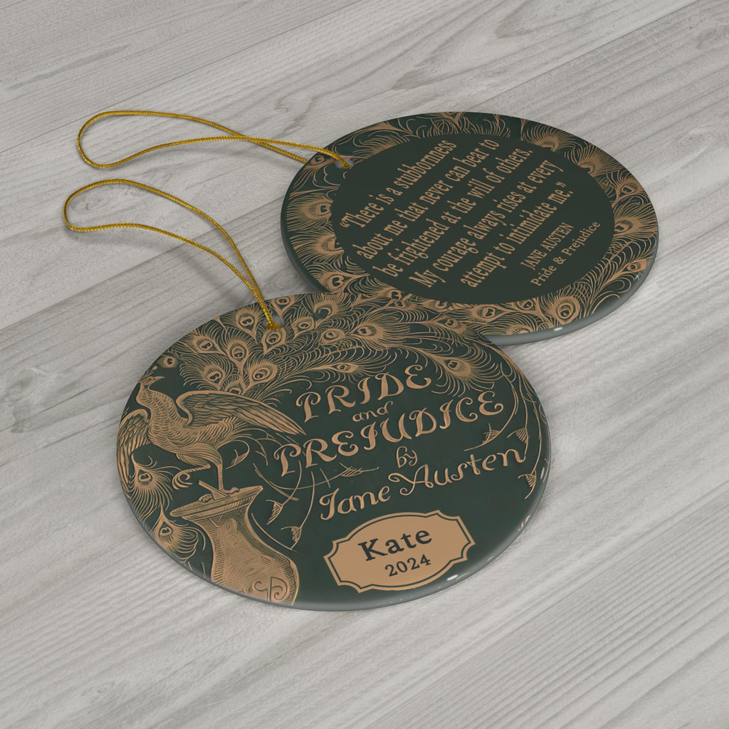Personalized Jane Austen Pride & Prejudice Ornament 2025 Ceramic, Custom Jane Austen Gift Quote Ornament, Elizabeth Bennet Christmas Gift