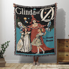 Wonderful Wizard of Oz Vintage Book Cover Woven Blanket, Classic Wizard of Oz Tapestry With Glinda Good Witch, Retro Oz Movie Fans Blanket