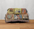 Wizard of Oz Woven Throw Blanket, Vintage Book Cover Art Tapestry, Classical Literature Gift