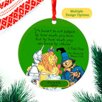 Personalized Wizard of Oz Ornament 2025 Ceramic or Metal Double Sided, Dorothy Tinman Scarecrow Lion w/ Love Quote by L Frank Baum Ornament