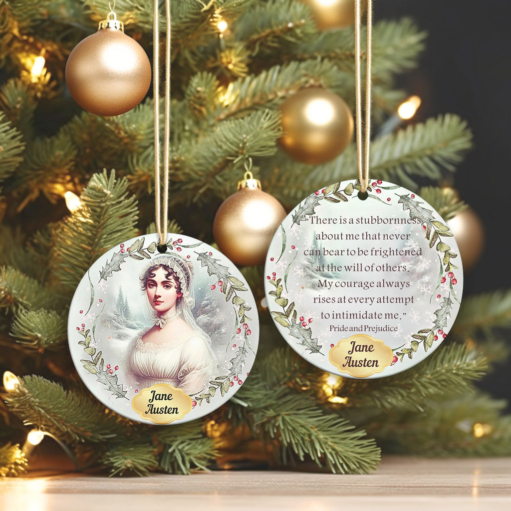 Jane Austen Gifts Book Ceramic Ornament, Pride and Prejudice Ornament, Book Club Ornament, Jane Austen Quote Bookish Present