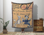 Wonderful Wizard of Oz Vintage Book Cover Woven Blanket, Classic Wizard of Oz Tapestry With Scarecrow & Tinman, Retro Oz Movie Fans Blanket