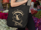Cats Coffee Books Tote Bag With Magical Moon, Cat Tote Bag, Book Lover Tote, Market Bag, Dark Academia Bag, Tote Bag for Teacher, Book Merch