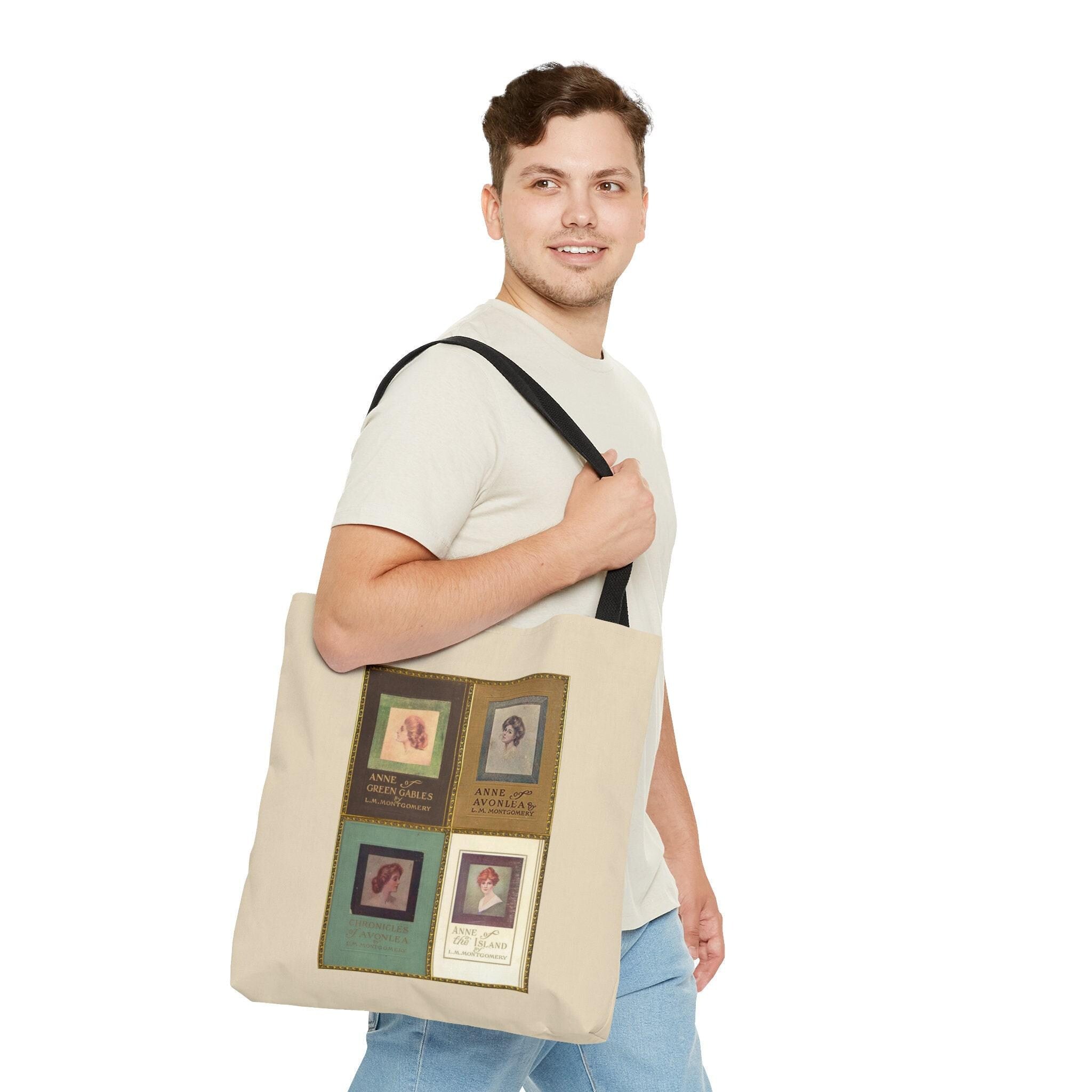 Anne of Green Gables L.M. Montgomery Book Merch Tote Bag With Vintage Book Covers, Anne of Avonlea Sturdy Library Bag, Literary Tote Bag