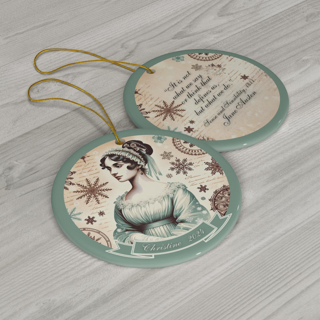 Personalized Jane Austen Gifts 2025 Book Ornament, Custom Sense & Sensibility Bookish Ornament, Book Club Ornament With Jane Austen Quote