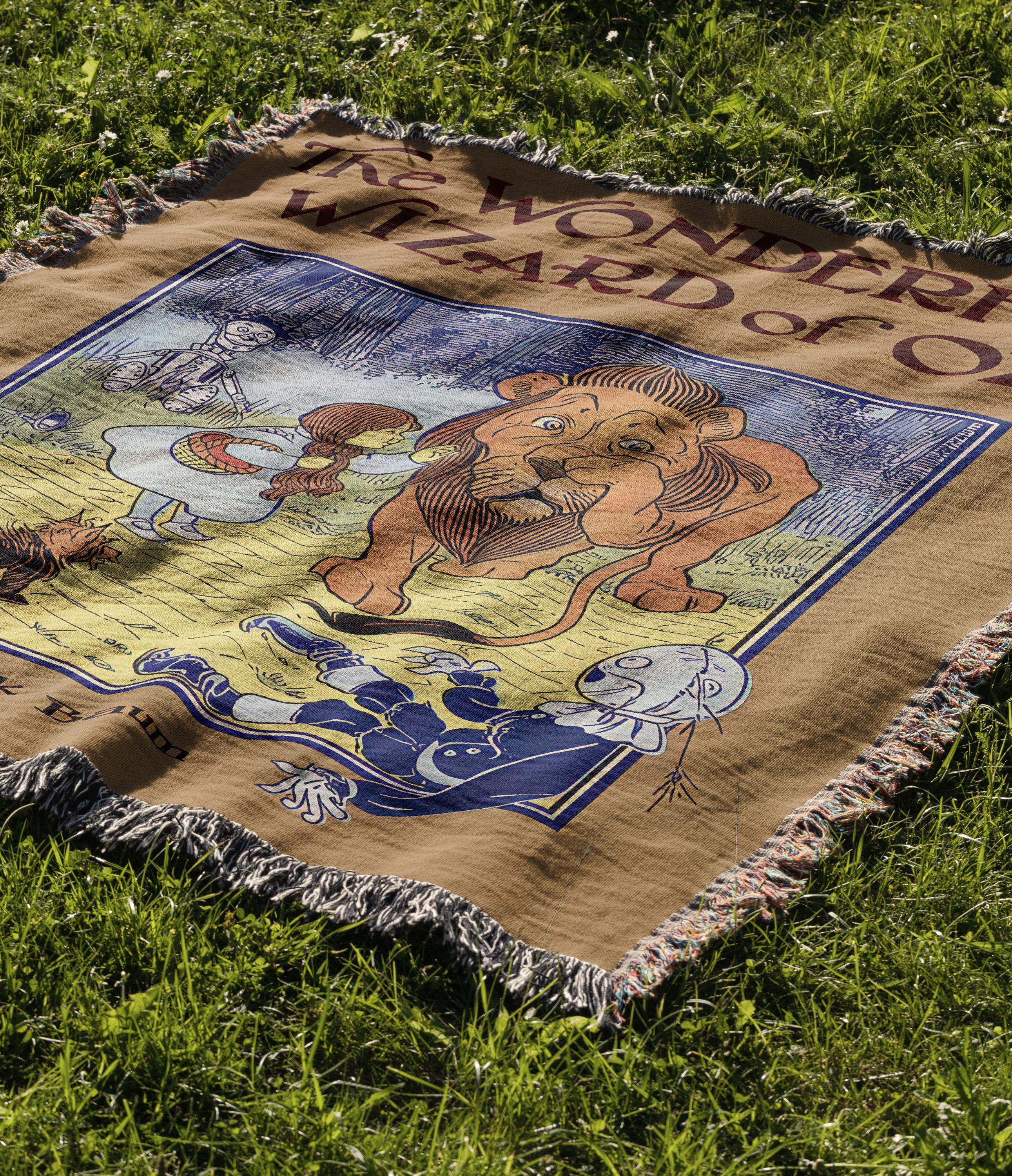 Wonderful Wizard of Oz Vintage Book Cover Woven Blanket Gift, Classic Wizard of Oz Tapestry, Retro Oz Movie Fans Blanket Present