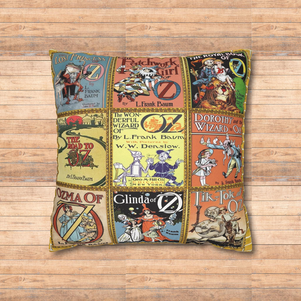 Wonderful Wizard of Oz Classic Book Covers Faux Suede Pillowcase Gift Featuring Glinda Emerald City Dorothy Scarecrow Tinman, Oz Movie Gift