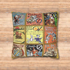 Wonderful Wizard of Oz Classic Book Covers Faux Suede Pillowcase Gift Featuring Glinda Emerald City Dorothy Scarecrow Tinman, Oz Movie Gift