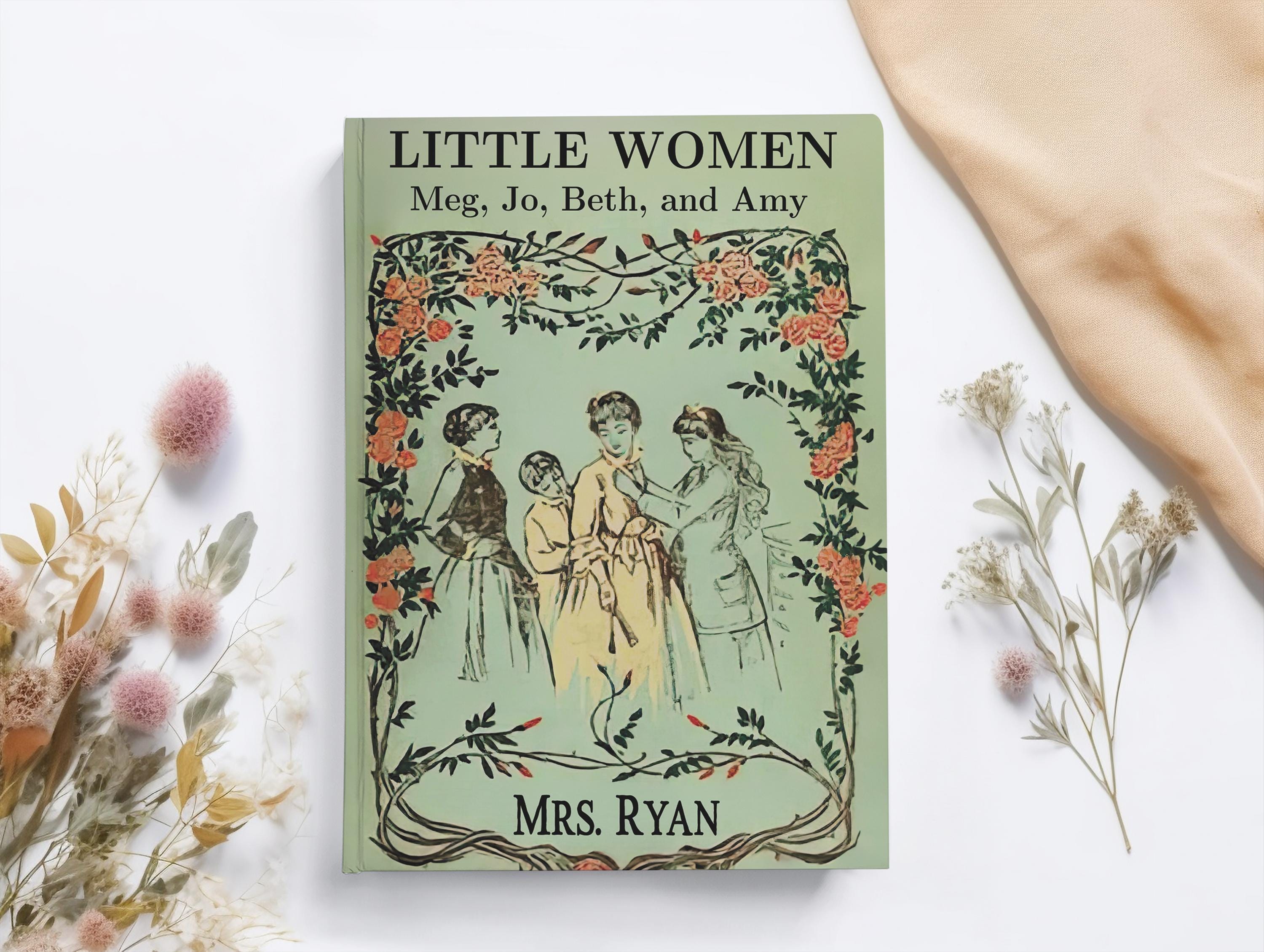 Personalized Little Women Hardcover Notebook Size A5  5.75x8 Lined Perforated Page, Vintage Book Covers Journal, Vintage Style Diary Present